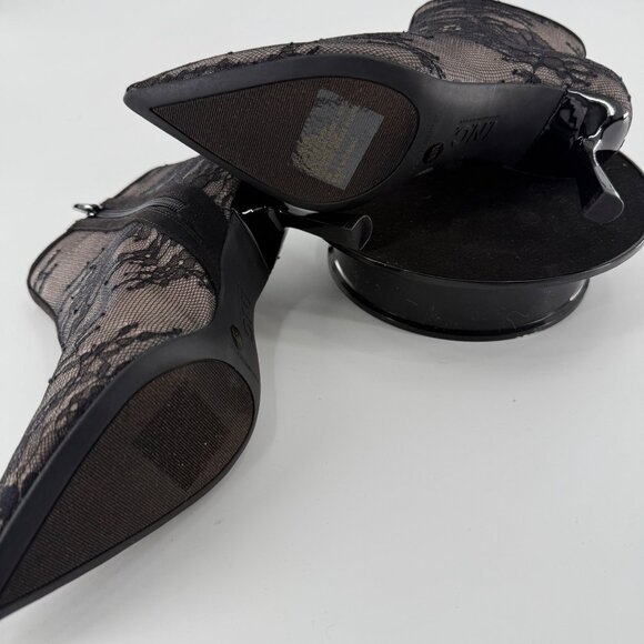 NWOB, INC Black Lace Pointed Toe Ankle Booties 7M Stiletto Heel Side Zipper - Picture 6 of 8